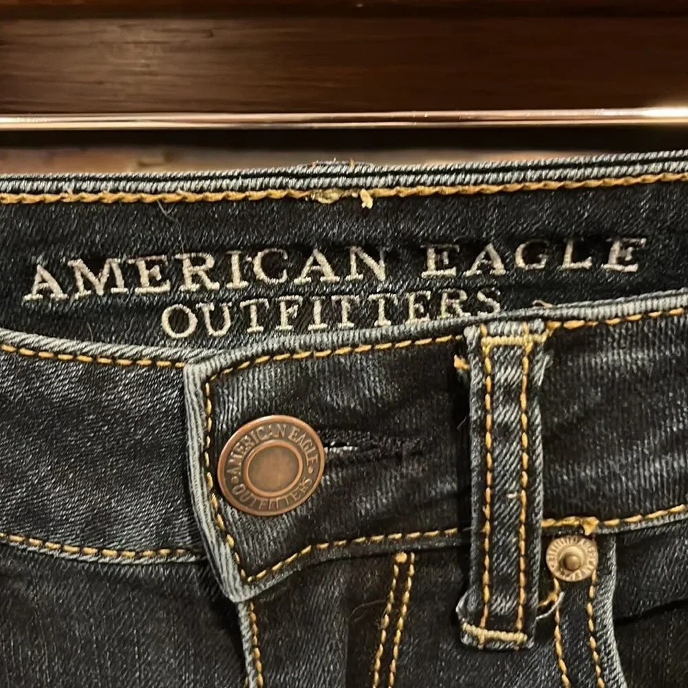 American Eagle Dark Wash Straight Leg Stretch Denim Jeans